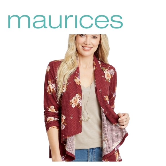 BNWT Red floral asymmetrical cardigan - Picture 2 of 5